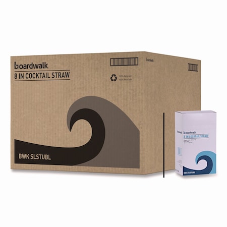 Boardwalk Cocktail Straws, 8", Polypropylene, Black, PK5000 SLSTUBL